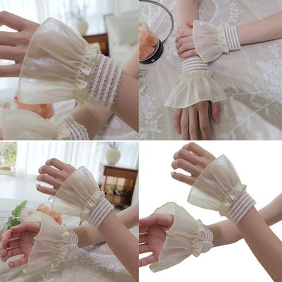 1pair Layered Elastic Wrist Cuffs Detachable Shirt Sleeves Multicolored Sleeves for Nails Photography and Fashion Shoots