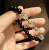 Tian Xiwei Style Green Phantom & White Pagoda Obsidian Bracelet for Women