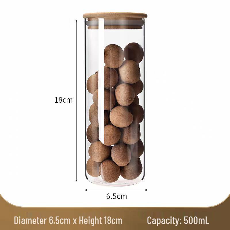 Borosilicate Glass Storage Jar with Bamboo Lid for Cereals, Grains, and Coffee Beans