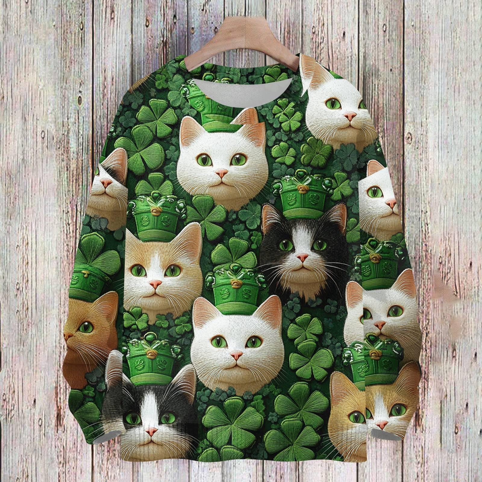 

улица. Свитшоты ко Дню Святого Патрика для детей, вязаные свитера для мальчиков и девочек, симпатичные рубашки, осенние свитера с круглым вырезом, топы 160