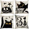 Halloween Funny Pattern Black and White Letter Print Abstract Animal Ghost Simple Home Linen Pillowcase
