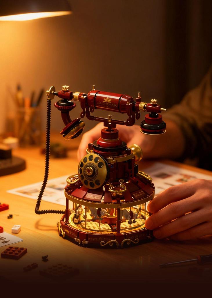 Huiji H1014 Retro European-Style Carousel Telephone Building Blocks for Kids