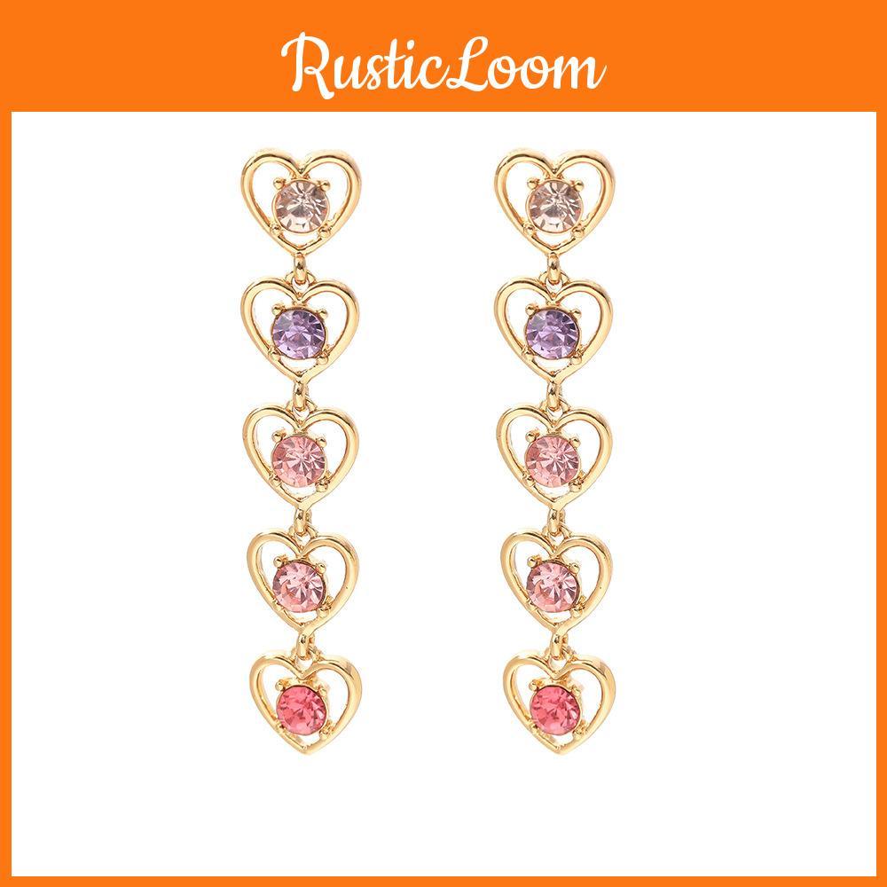 Elegant Heart-shaped Alloy Earrings Trendy Geometric Design For Women In Multiple Colors
