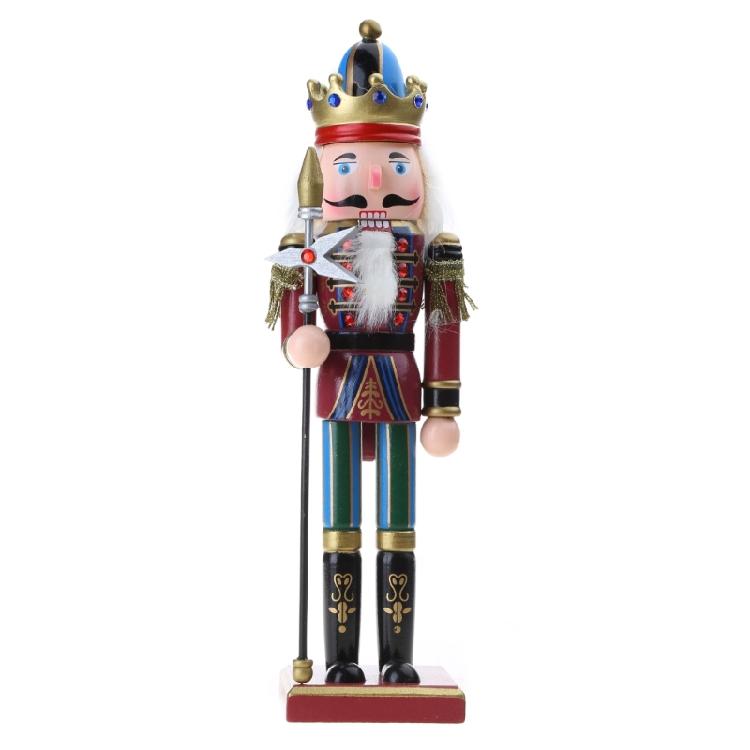 Colorful Wooden Nutcracker Soldier King Figurine Christmas Decor for Shelves
