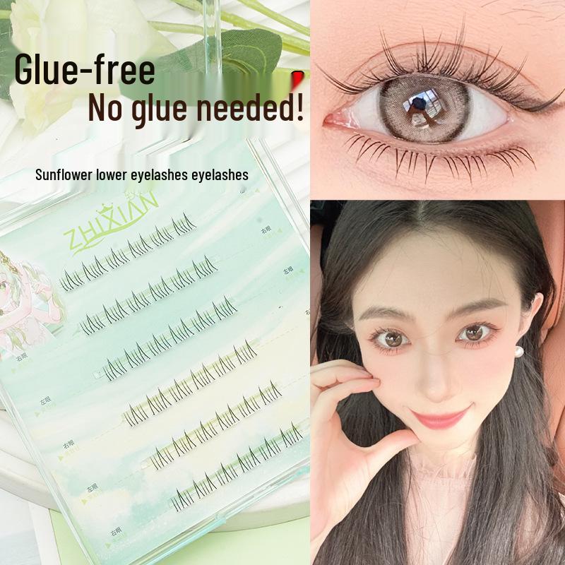 Lotus Elf Girl Glue-Free Removable False Eyelashes - Super Fine Lightweight Single Cluster