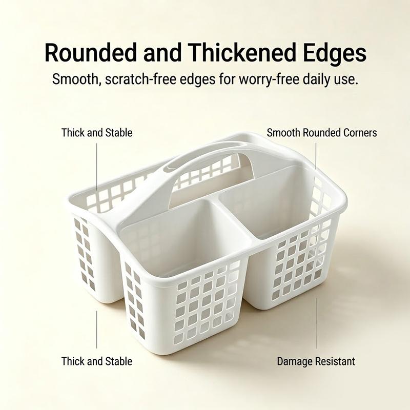Plastic  Basket Portable Divided Cleaning Supply Storage Organizer With Handle For Dormitory Kitchen Bathroom