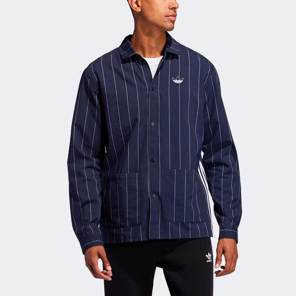 Adidas Originals Striped Long Sleeve Shirt Men Shirts Blue ED5515