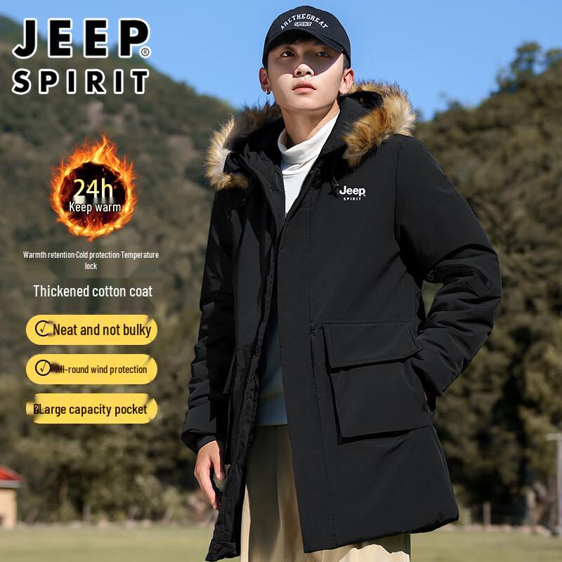 JEEP SPIRIT Men s Hooded Mid-Length Padded Parka 3XL