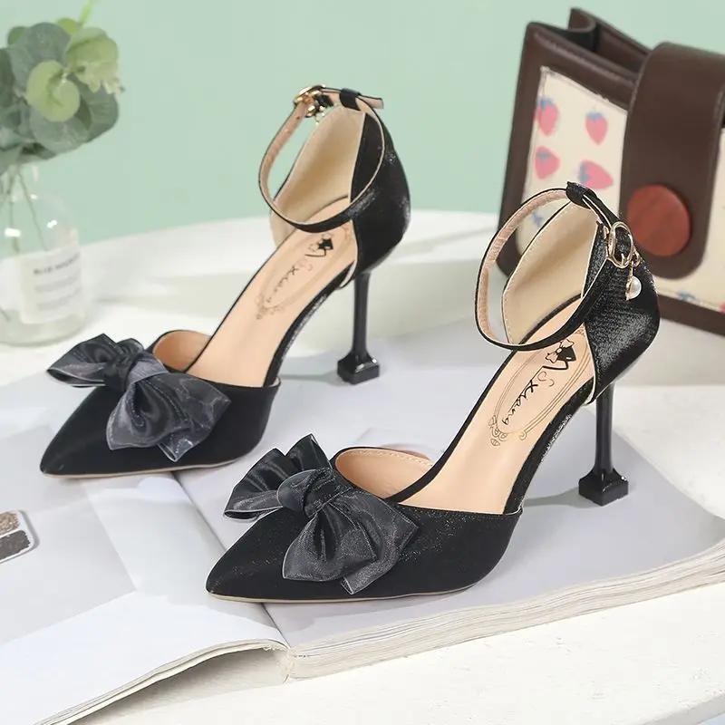 Designer Elegant High Heels Bow Women's Sandals Luxury Summer Low Price Sandal On Sale New Breathable Fashion Daily Ladies Shoes