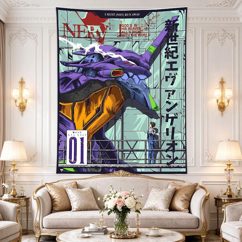 Постер Evangelion Unit 01 Синдзи NERV Фиолетовый EVA Мех Клетка Японский Текст