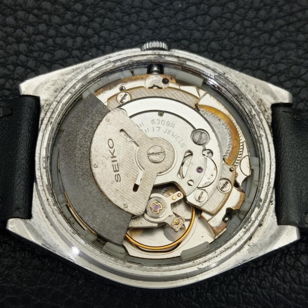 VINTAGE SEIKO 5 AUTOMATIC JAPAN 6309A MENS BLACK COLOR DIAL WATCH a702734-1 R210-a702734
