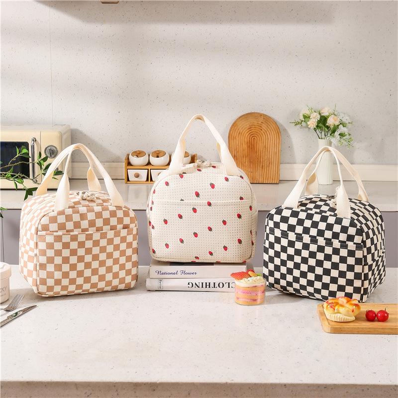 Cute Corduroy Lunch Bag For Women Reusable Insulated Lunch Box Large Capacity Reusable Insulated Cooler For Work Picnic Travel