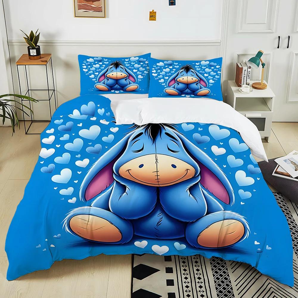 Winnie The Pooh Eeyore Printed Bedding Set 3Pc 1 Duvet Cover 2 Pillowcases Adult And Children Warm Soft Bedding Set Luxury Gift