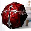 1pc Cross Gothic Automatic Folding Umbrella - 8-Rib Compact Travel Umbrella Durable & Portable for Outdoor Use, Perfect Gift for Birthdays100