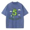 Women's T-Shirt Summer Digital Five Print Oversized Washed Neutral Short Sleeve Casual Trend Funny Top