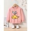 Kids' Cartoon Whale Applique Crew Neck Sweatshirt - Casual Pullover , Regular Fit, Slight Stretch Fabric, Ideal for Spring/Fall