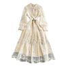 French Style Vintage Court Style Dress Machine Embroidery Wooden Ear Silm Long Lace Dress Classy Exquisite Dress