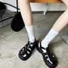 Distressed Mid Calf Socks Women Black Cotton Ripped Hole Stackable Boho Chic Tube Socks Three Season Spring Summer Fall