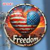 D Flat Pc Freedom Aluminum Wall Art  American Patriotism Round Plaque Painting with Heart Stars DesignInspirational Quote