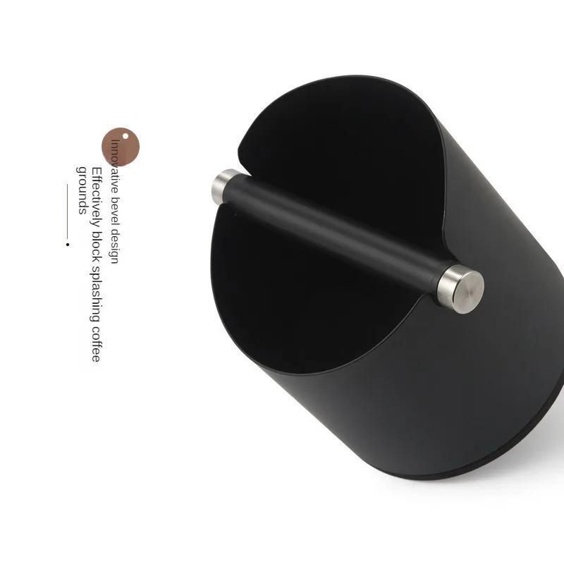 Kaffe Knock Box Rustfritt Stål Espresso Knock Box Sklisikker Kaffegrut Knock Box med Gummiring Skråstilt Kaffegrutbeholder