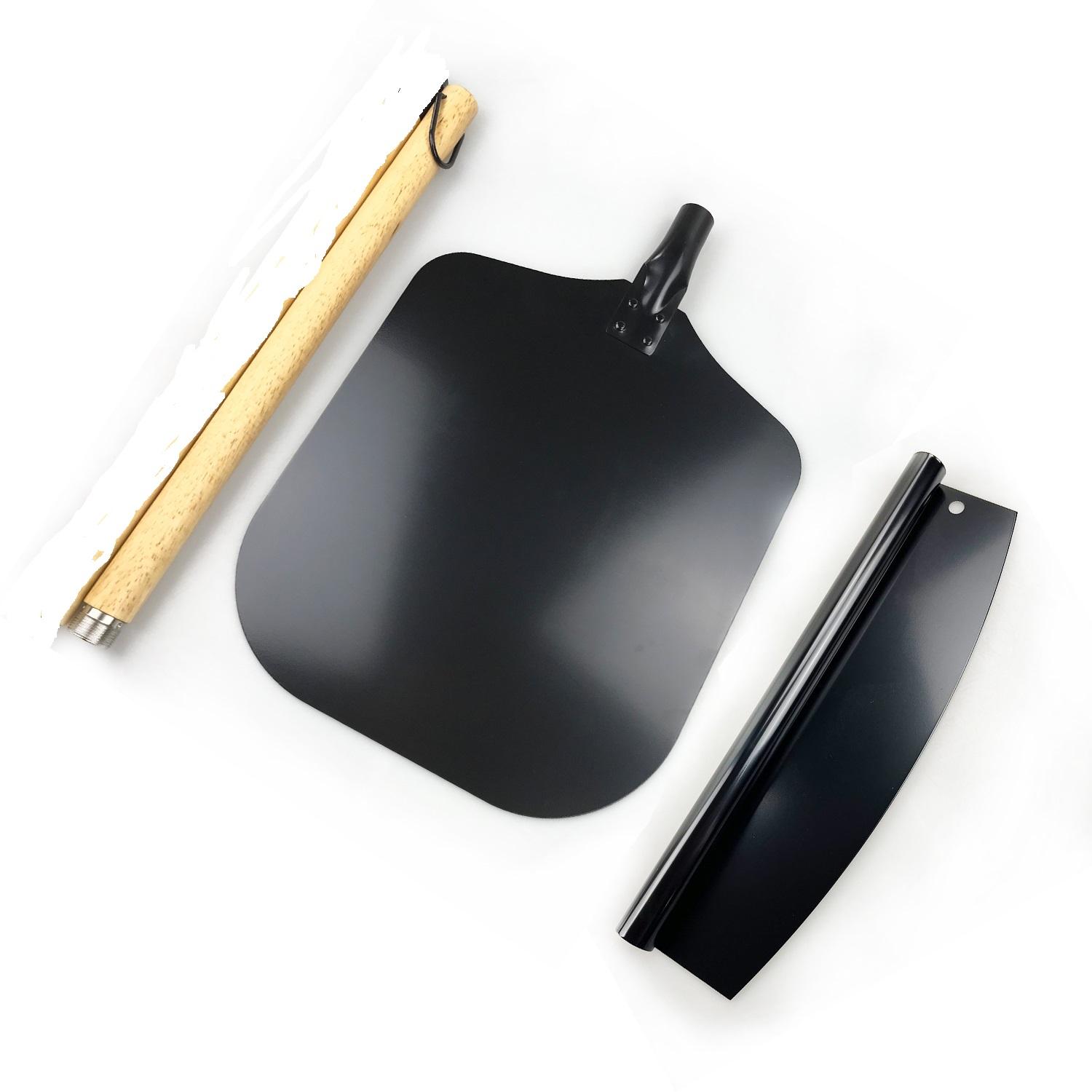 

Set of Black Anodized Aluminum Pizza Peel and Pizza Rocker Cutter with Detachable Handle чёрный
