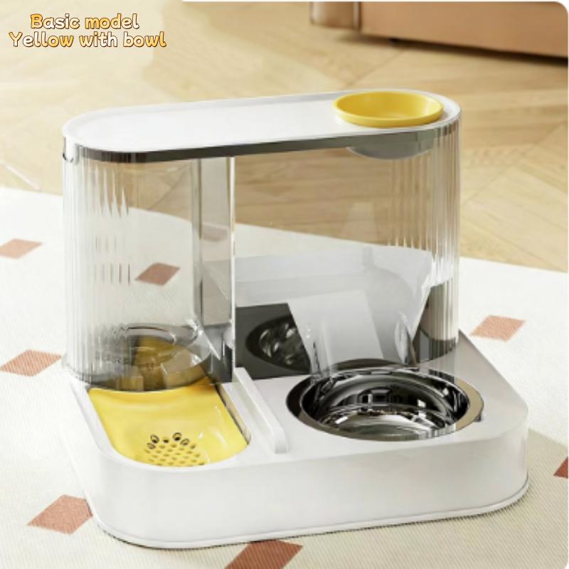 

Automatic Feeder for Cats And Dogs with Water Fountain Large Food Storage Dispenser Pet Bowl Accessory for Puppies And Kittens жёлтый