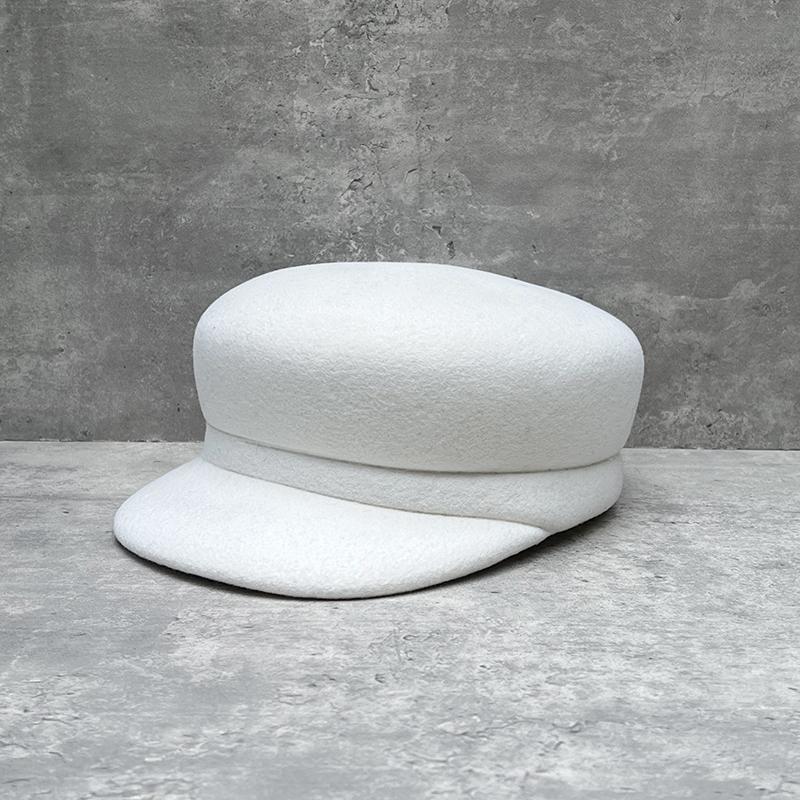 French Retro Solid Color Wool Woolen Duck Tongue Beret Female British Style Flat Top Equestrian Hat Wide Brim Shows Small Face