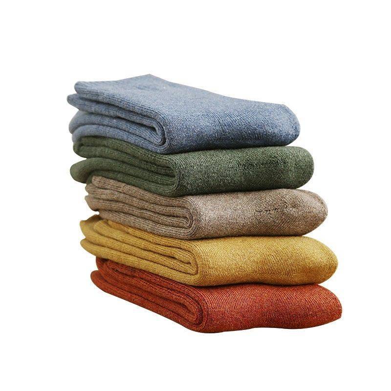 5/10 Pairs Women Double Layer Octagonal Flower Rabbit Wool Socks Autumn Winter Retro Coarse Knit Socks