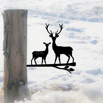 Zwei Hirsche auf Ast Eisenkunst - Metall-Silhouette für Heim- und Außendekoration, Perfekt für Weihnachten und saisonale Dekoration