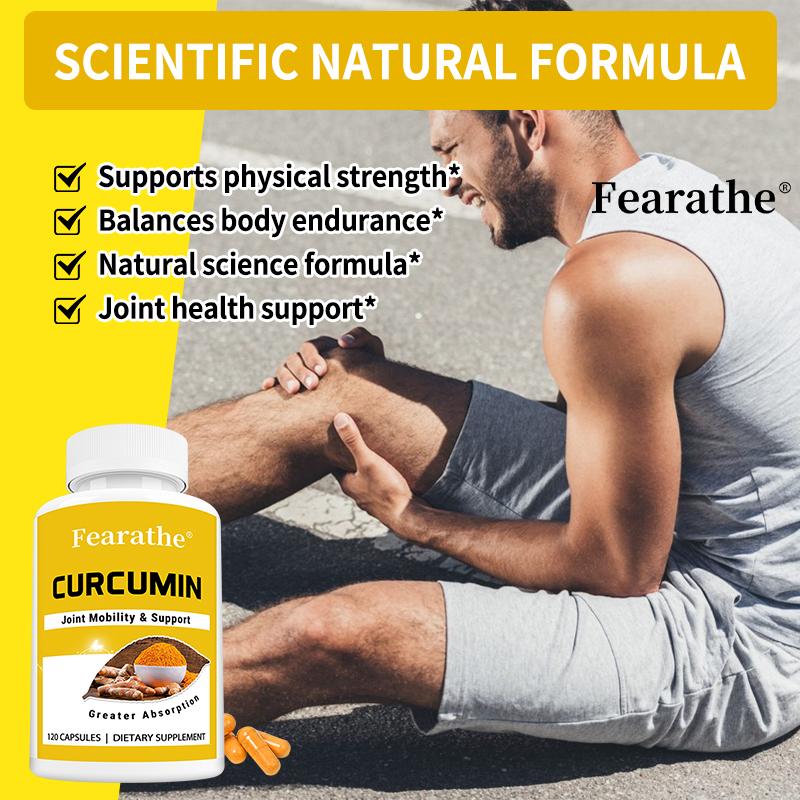 Curcumin Capsules Turmeric Extract with High Absorption Rate Maintain Joint Health120 Capsules of Dietary Supplement