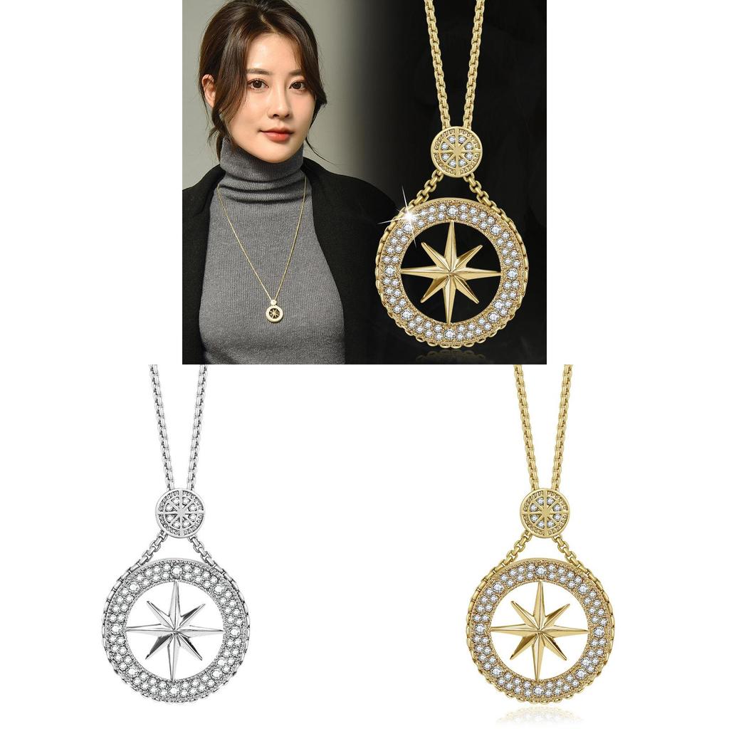 Korean Style Sparkle Star Necklace With Alloy Gemstone Pendant For Winter Fashion
