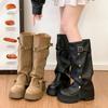 Thick-soled Boots Women's New Spring and Autumn Casual Small Retro Belt Buckle Thick-soled Legs Long Knight Boots