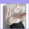 Style Acetate Shirt For Women With Butterfly Bow Detail For Spring Fashion