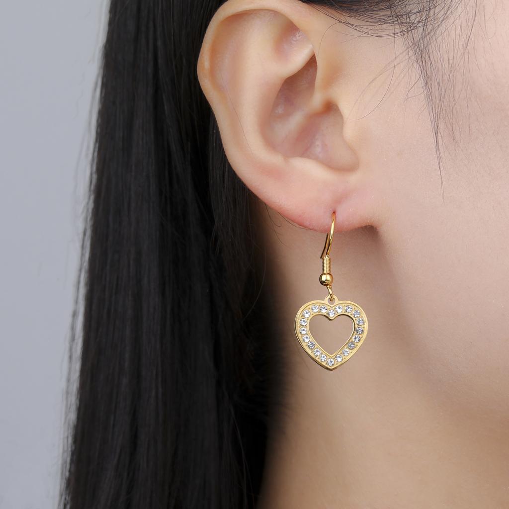 Stainless Steel Clear Zircon Heart Women's Earrings Drop Dangle Earrings Jewelry 2026 Trend Mother's Day Gift Wholesale