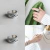 S925 Pure Silver Korean Irregular Layered Wave Design Adjustable Ring For Women