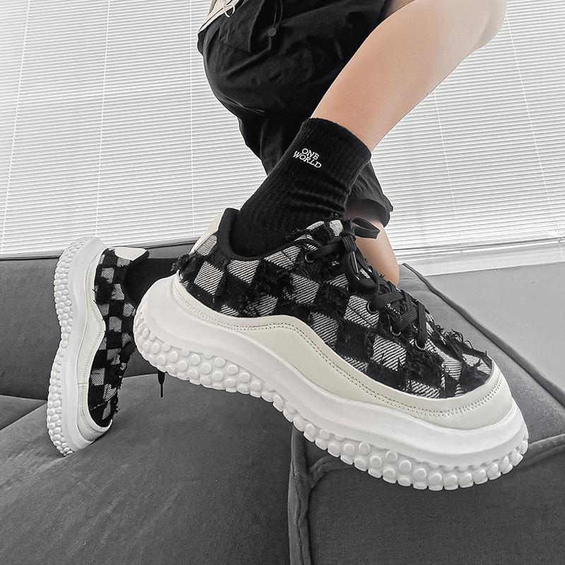Summer New PU Bottom Big Head Shoes Trendy Canvas Breathable Casual Fashion Foreign Trade Large Size Trendy Shoes39-46