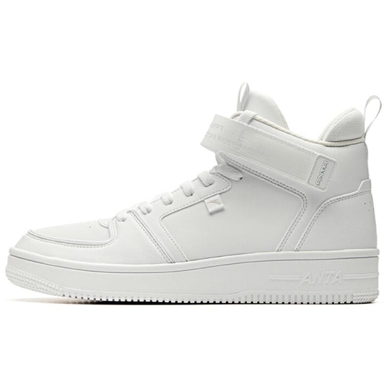 Anta Anti-Slip Wear-Resistant High-Top Skateboard Shoes Women s White Sneakers 36.5