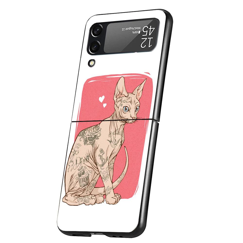Lavaza Sphynx Sphinx Cat Cover Phone Case For Samsung Galaxy Z Flip 7 6 5 4 3 5G Flip7 Flip6 Flip5 Flip4 Flip3 Black Fundas Shel