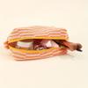 Large Capacity Striped Plaid Makeup Bag, Durable Polyester with Lace Trim, Toiletry Cosmetic Organizer for Brushes