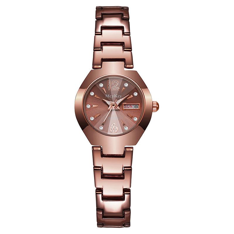 

Tungsten Steel Mens Quartz Watch With Calendar Waterproof For Business Use Rose Gold Women