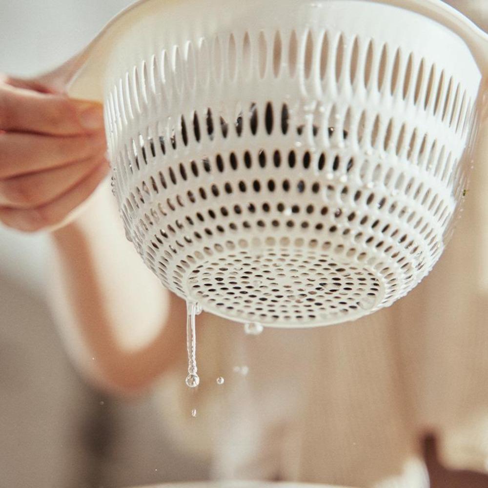 Cesto Scolapasta Compatto a Doppio Strato per Lavello da Cucina - Perfetto per Lavare Frutta, Verdura e Riso