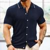 Suéter de punto a rayas para hombre europeo y americano Camisa polo informal