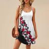 Fashion Women Summer Dress Vintage Floral Print Adjustable Spaghetti Straps Beach Vacation Casual Dress With Pockets