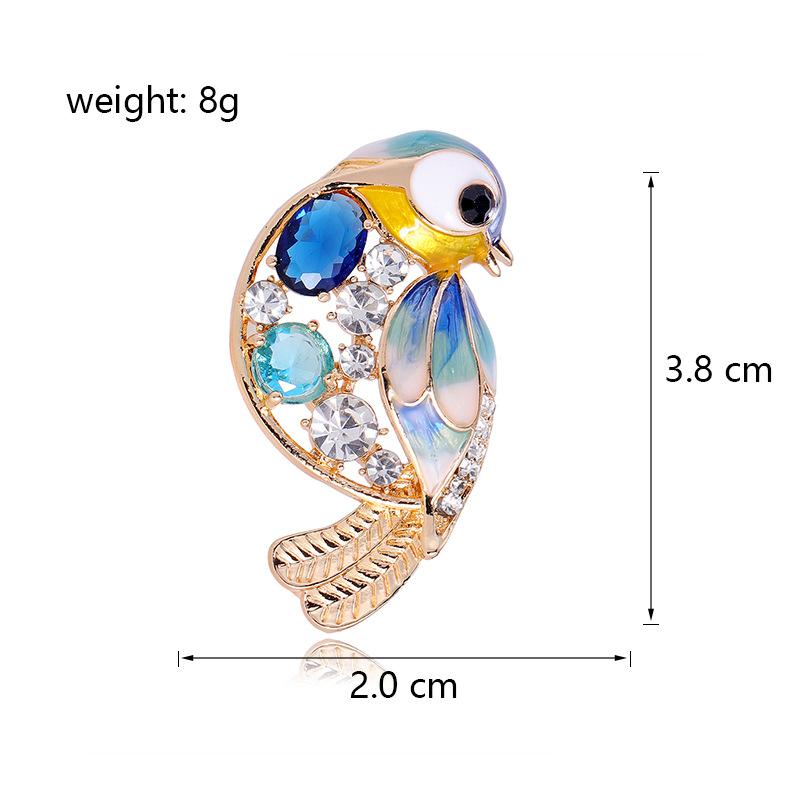 Crystal Blue Green Enamel Bird Brooches For Women Men Animal Wedding Party Banquet Brooch Jewelry Gifts
