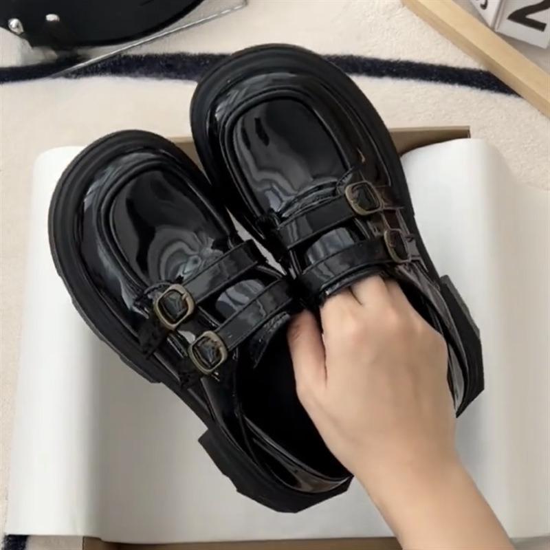 Muffin thick-soled Mary Jane single shoes women's spring and summer new retro heightening small leather shoes tide
