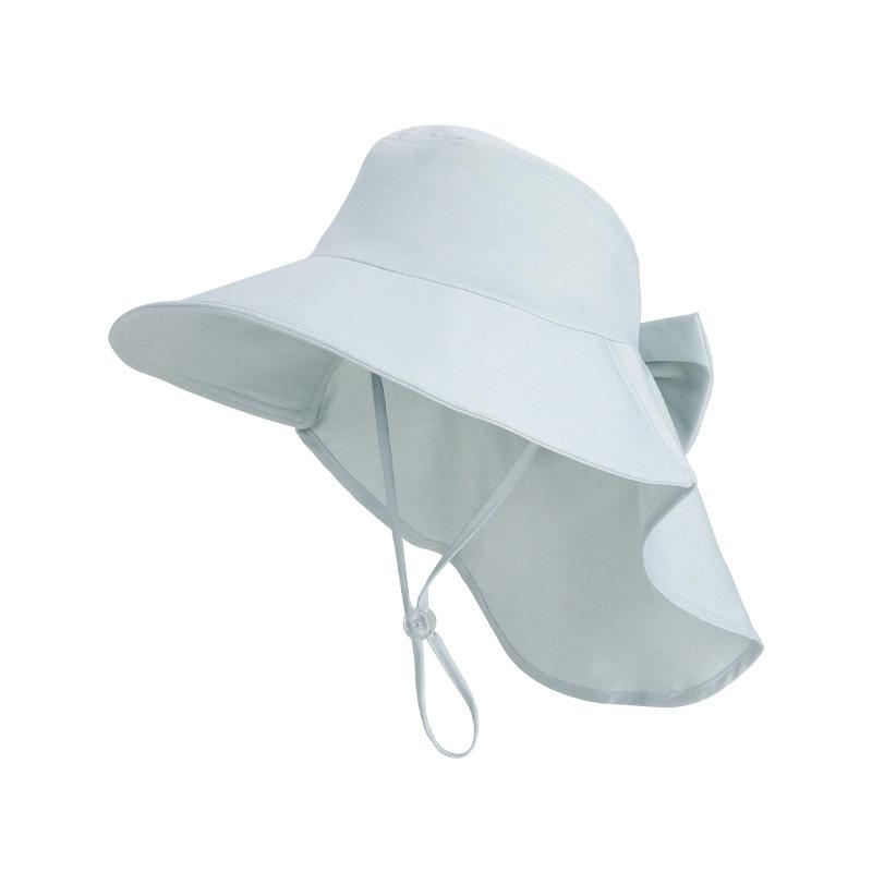 Spring and summer big eaves shawl neck protector bucket hat fashion hat women's outdoor sun hat with ponytail hole
