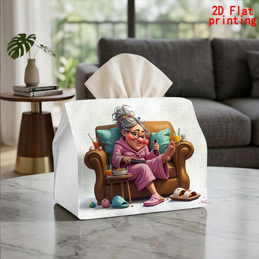 2D Flat 1pc, Tissue Box. Home Leisure Patterned Napkin Dispenser, Reusable, Daily Desktop Tissue Organizer, Suitable for Kitchen Living Room Bedroom B