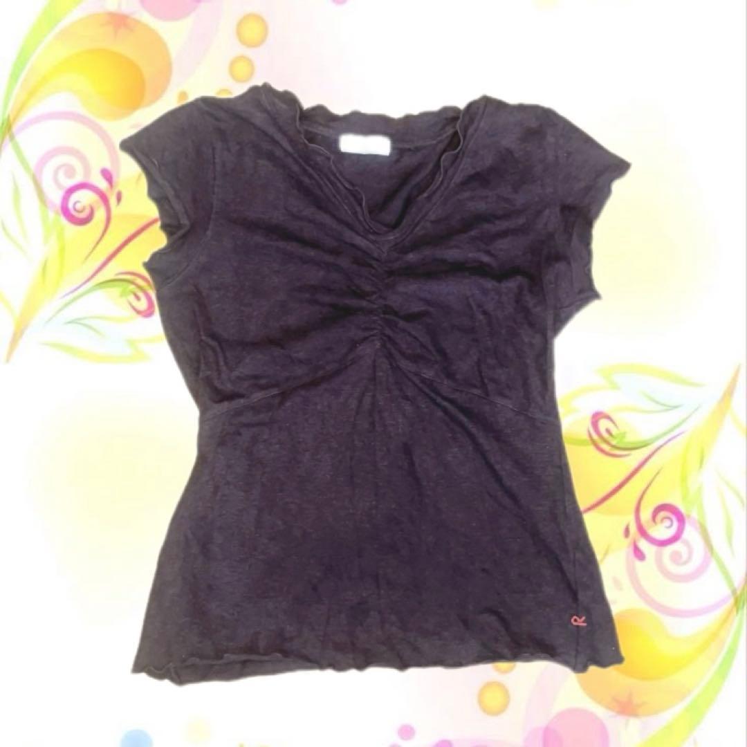 ALBA ROSA V-neck Y2K front gathered tops brown