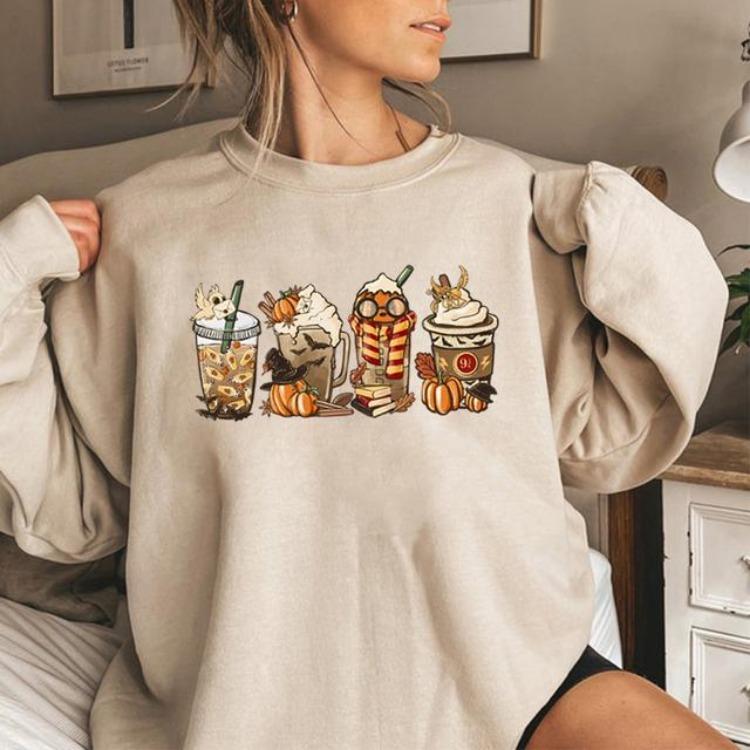 Cozy Halloween Pumpkin Spice Sweatshirt for Women Fall Coffee Lover Pullover Horror Sweater Clothes