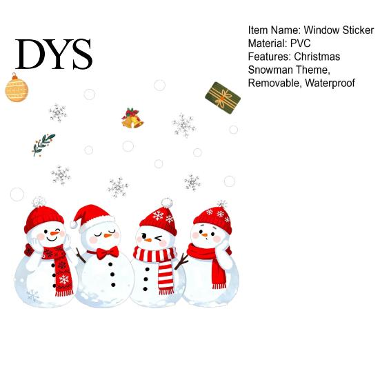 Holiday Party Supplies 1/2 Sheets Christmas Snowman Window Cling, Cartoon Decorative Glass Winter Decals Sticker, Waterproof Static Decal for